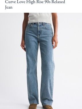Abercrombie & Fitch Light Blue High-Rise Relaxed Straight Jeans